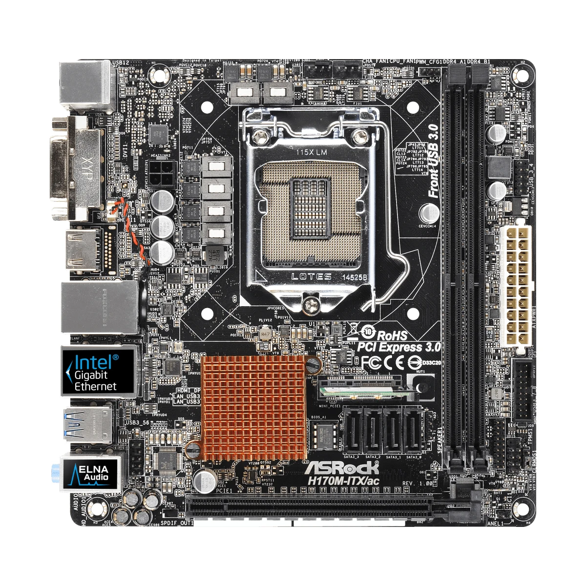 ASRock H170M-ITX/AC Motherboard Support i7-7700 6700K i5-7600 6500 i3-7320 6300 CPU LGA 1151 2xDDR4 Intel H170 M.2 NVME Mini-ITX