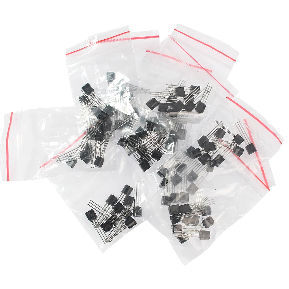 100pcs Triode Transistors PNP NPN 2N2222 2N2907 2N3904 2N3906 A1015 BC327 BC337 C1815 S8050 S8550 DIY Electronic Kit