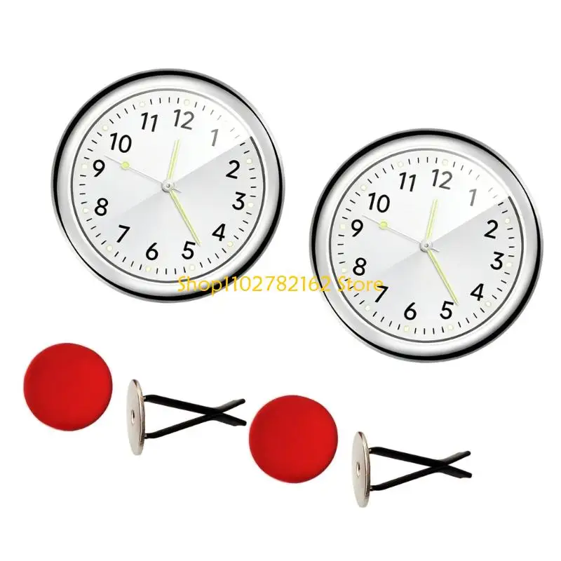 547B Retro Metal Car Dashboard Clock 1.57 Inch Analog Display Glows At Night 1 Pair
