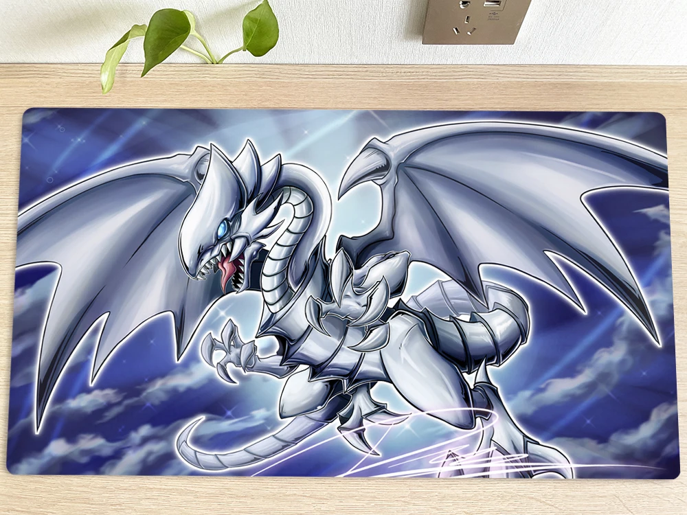 YuGiOh Table Playmat Blue Eyes White Dragon TCG CCG Mat Trading Card Game Mat Mouse Pad Desk Gaming Play Mat Free Bag