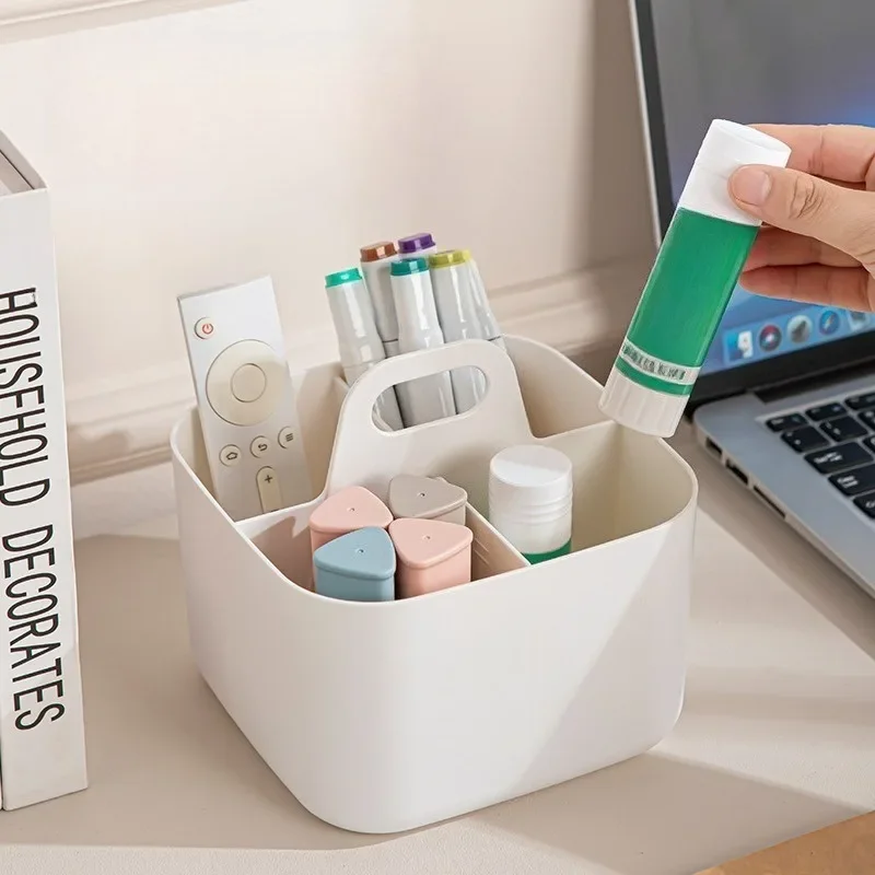 صندوق تخزين مكتبي مكون من 3 أقسام - لتخزين القرطاسية وفرش المكياج - مناسب للاستخدام المنزلي والمكتبي