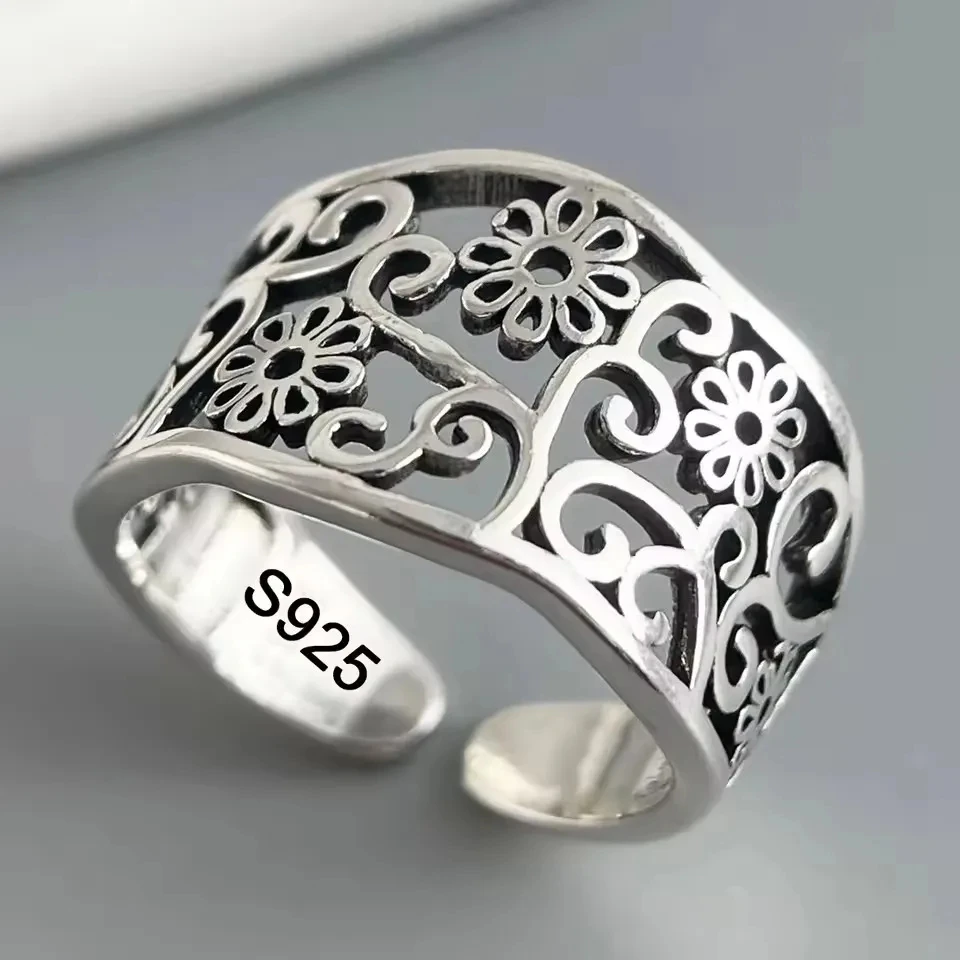 Men's 925 Sterling Silver Wing Shape Adjustable Ring