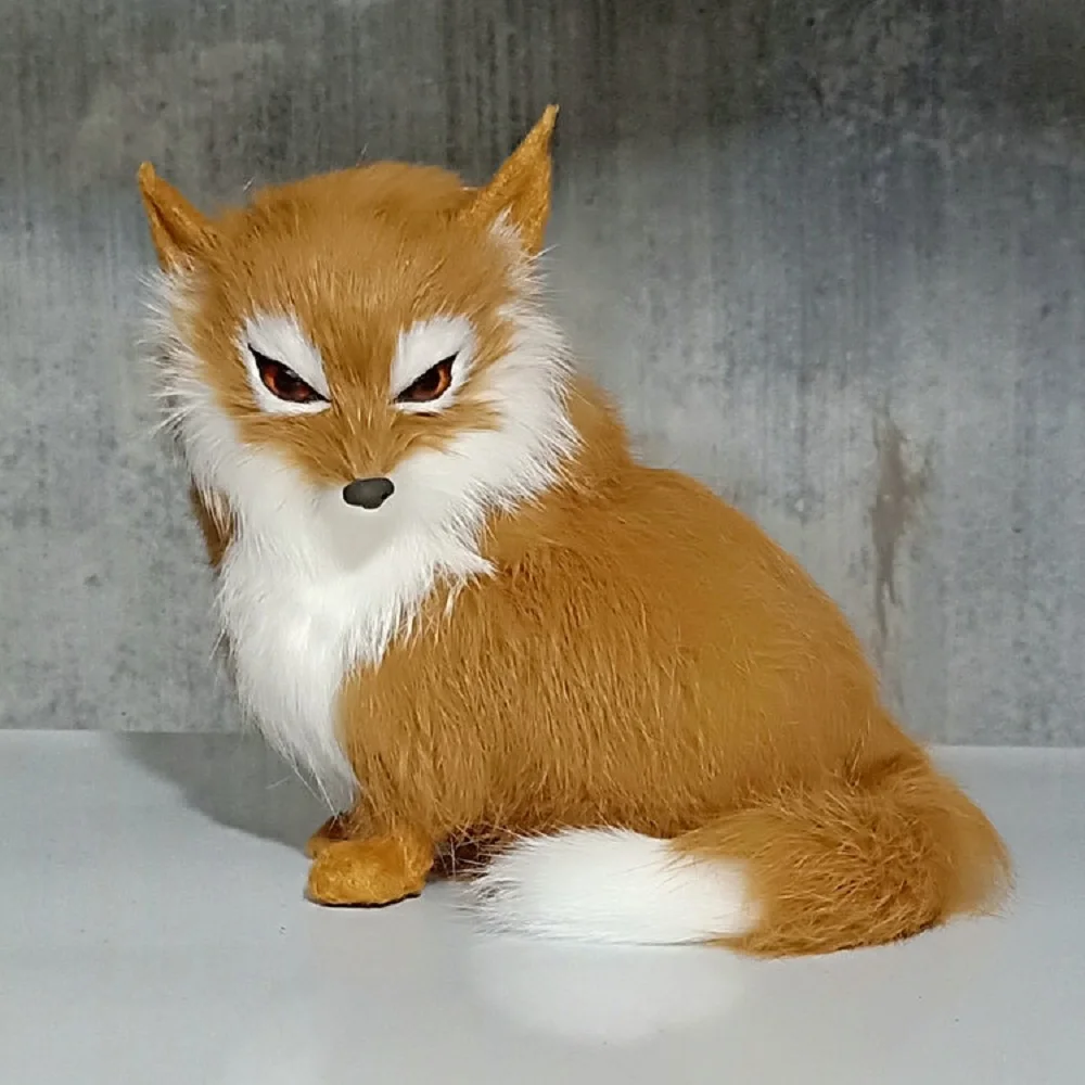 Cute Yellow Fox Model Realistic Plastic & Fur Simulation 15x14cm Gift Ideal for Home Decor And Collectibles