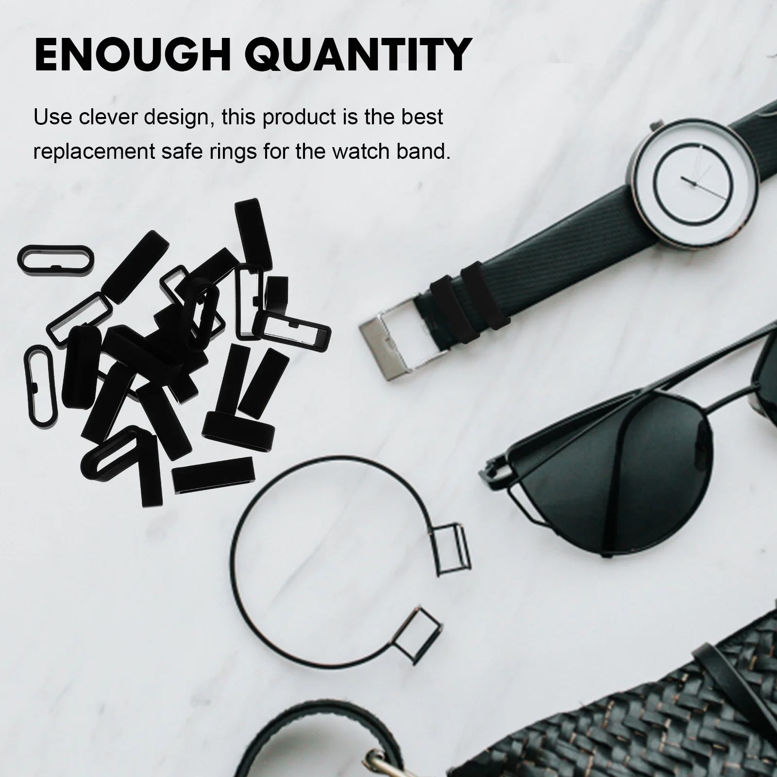 

24Pcs Watch Buckle Silicone Band Keepers Multiple Shapes Sizes Anti Slip Secure Fastening Ideal Replacement for Worn Strap