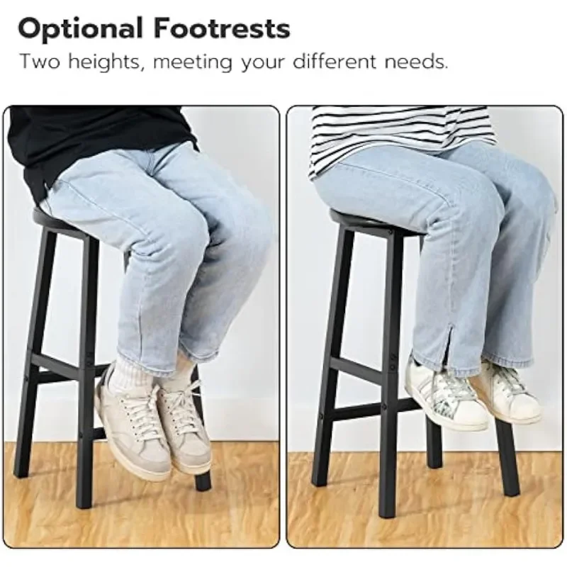 바 의자, 바 의자 2개 세트, 24인치 PU 덮개를 씌운 높이 의자, 발판이 있는 주방 아침 식사 의자,