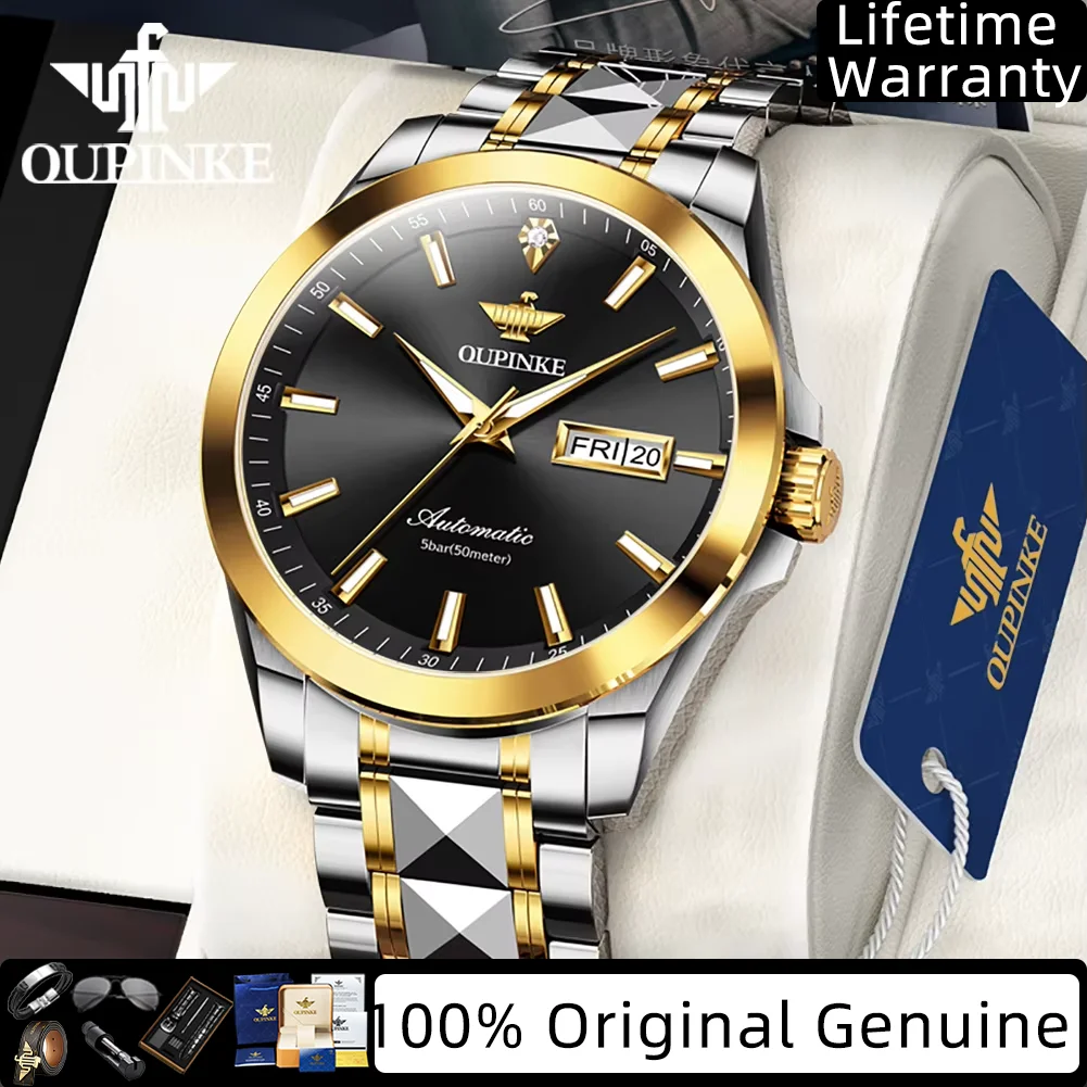 

OUPINKE Japan Automatic Mechanical Men's Watches Luxury Brand Original High-end Real Diamond Business Wristwatches for Man 3223