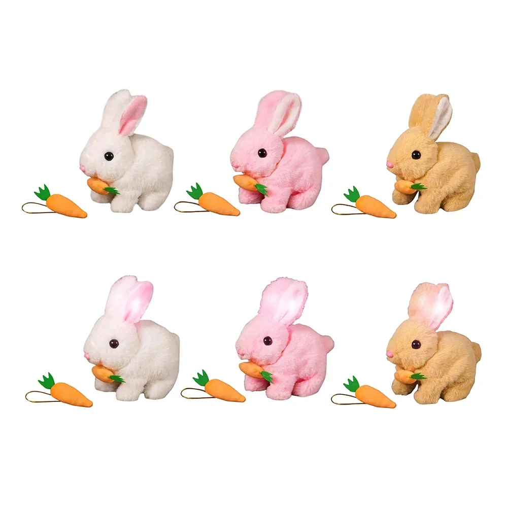 Lindo conejo eléctrico con zanahoria, mascota electrónica interactiva, conejo electrónico, juguete, regalo de cumpleaños para niños