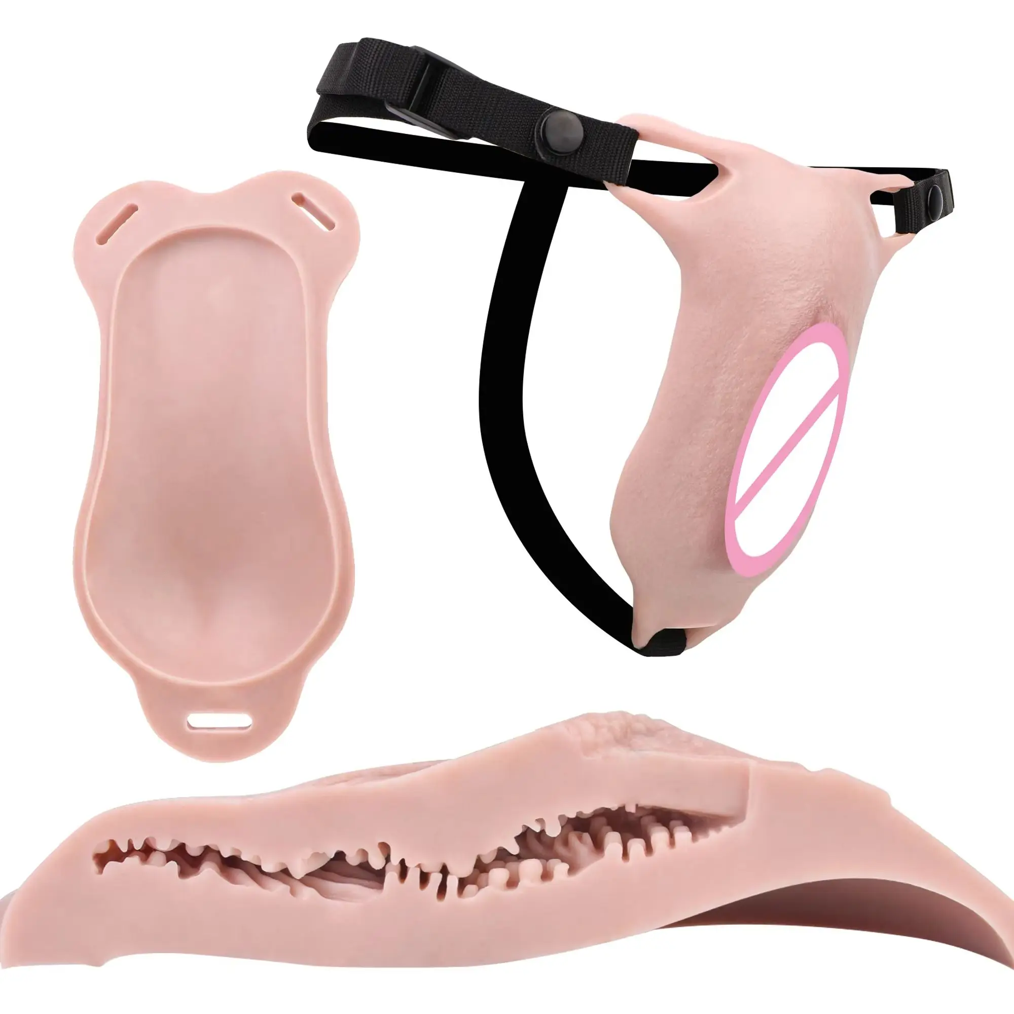 FAAK Strapon Insertable  Silicone Fake Vagina Clitoris Pads For Transgende Male Hiding gaff Male to Female Underwear Panty Pads