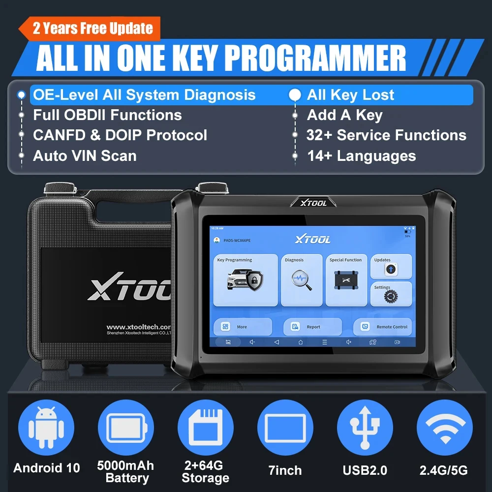 XTOOL X100PADS Key Programmer Automotive Scanner 32+Reset Function Auto VIN  Full System Compatible With  KC100/KC501 DOIP&CANFD