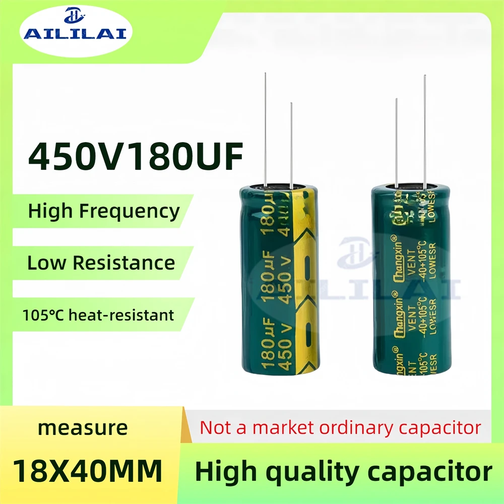 2PCS Original 450v180uf Low ESR/Impedance High Frequency 450V 180UF Aluminum Electrolytic Capacitor 450V180UF Size: 18x40MM