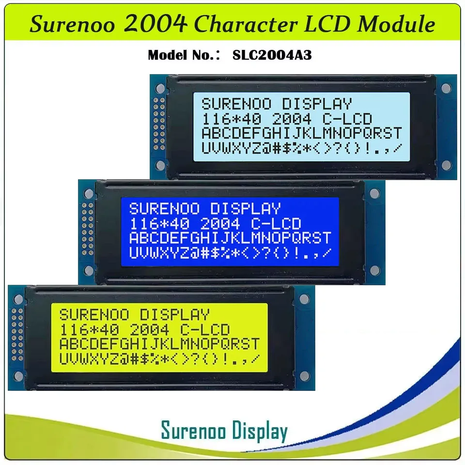 Surenoo 116*40MM 2*8Pin 204 20X4 2004 6800 IIC I2C Caratteri Modulo LCD Display Schermo LCM Bianco Retroilluminazione A LED Inglese Giapponese