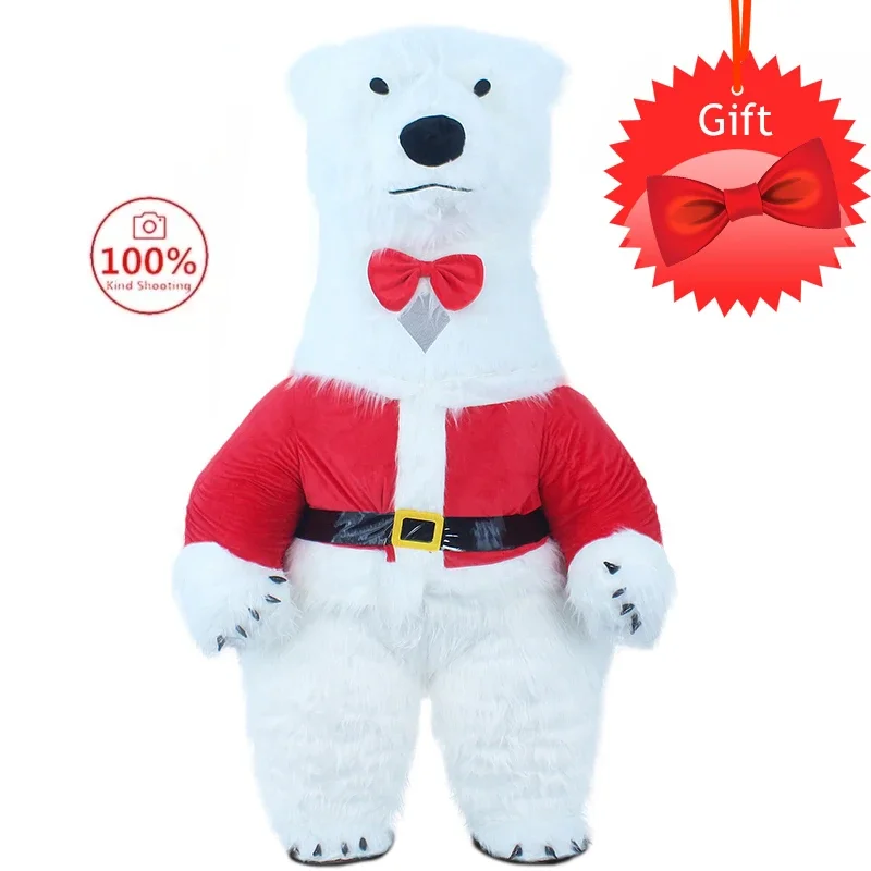 

2m/2.6m Inflatable Polar Bear Costume Mascot for Advertising Christmas Halloween Adult Fursuit Costume Animal No Battery