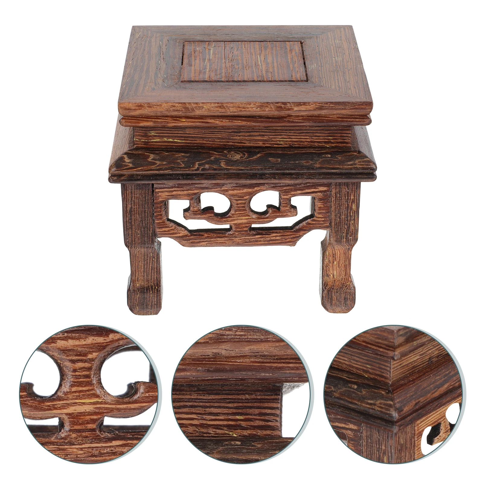 

Chicken Ornaments Wooden Flower Pot Stand Base Crafts Holder Retro Home Decor Mini Fish Tank Gift Statue Vase