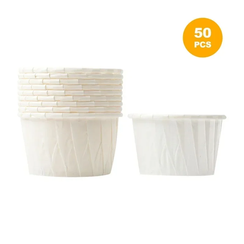 50PCS Treated Paper Souffle Portion Cups for Measuring Cake Baking and High Temperature Household Mould Ice Cream Cup