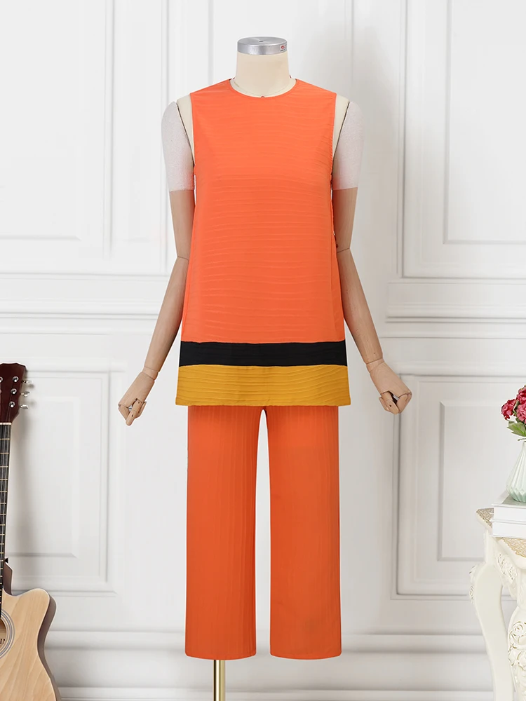 

Плюс размер 5XL VONDA женские элегантные комплекты брюк 2025 летние топы без рукавов богемные повседневные комплекты свободного цвета лоскутные комплекты 2 шт.