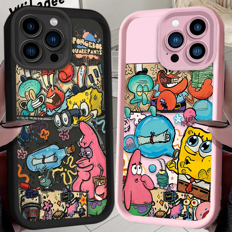 SpongeBob Dolls Phone Case for IPhone 17 Air 16 16E 15 14 13 12 11 Pro Max X XS Max XR SE 2020 SE4 7 8 Shockproof Full Cover