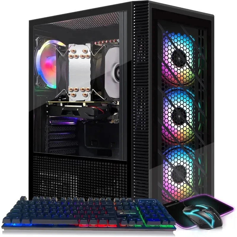 Gaming PC Computer Desktop, i7 Xeon E5 2.8GHz, Radeon RX 550 4G, 16GB DDR4, 512GB SSD
