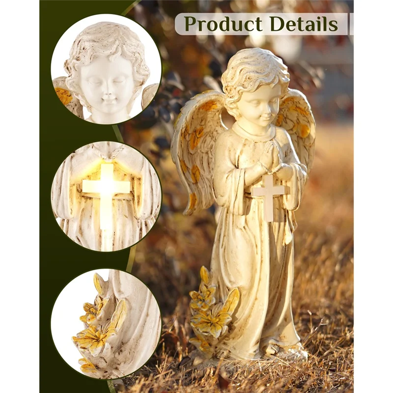 ABAE-Angel أضواء الشمسية في الهواء الطلق حديقة حديقة تماثيل الملاك للخارج 12 "الملاك التذكاري في الهواء الطلق للقبران ، الحدائق التذكارية