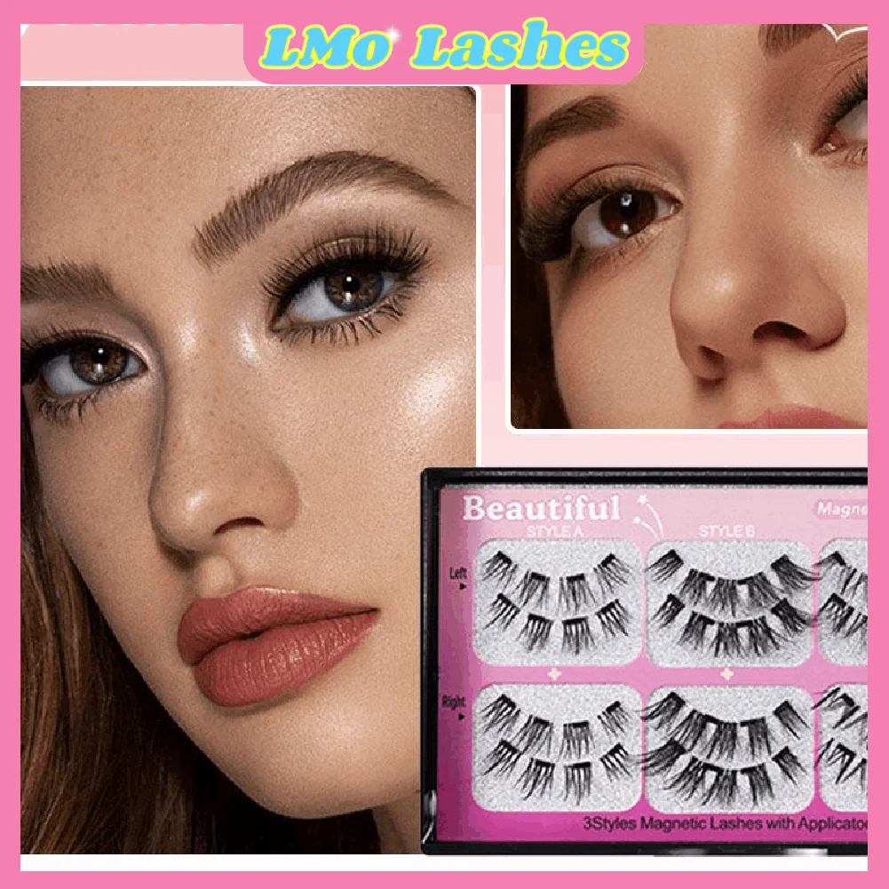 رموش مغناطيسية طبيعية ثلاثية الأبعاد 3 أزواج رموش مغناطيسية صندوق شحن رموش مصنوعة يدويًا هدية كاذبة دعم قابل لإعادة الاستخدام #6