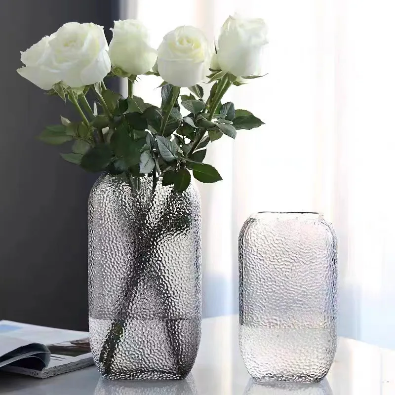 Creative Pearl Jar Glass Vase Transparent Large Hydroponic Flower Arranger Living Room Bedroom Soft Decoration Pieces