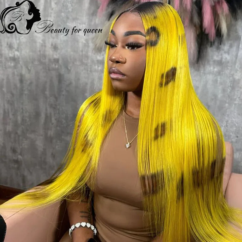 

Высококачественный бразильский парик из цветных человеческих волос, прямой, с узором, с прозрачной HD-кружевной передней частью, для женщин, готовый к носке.