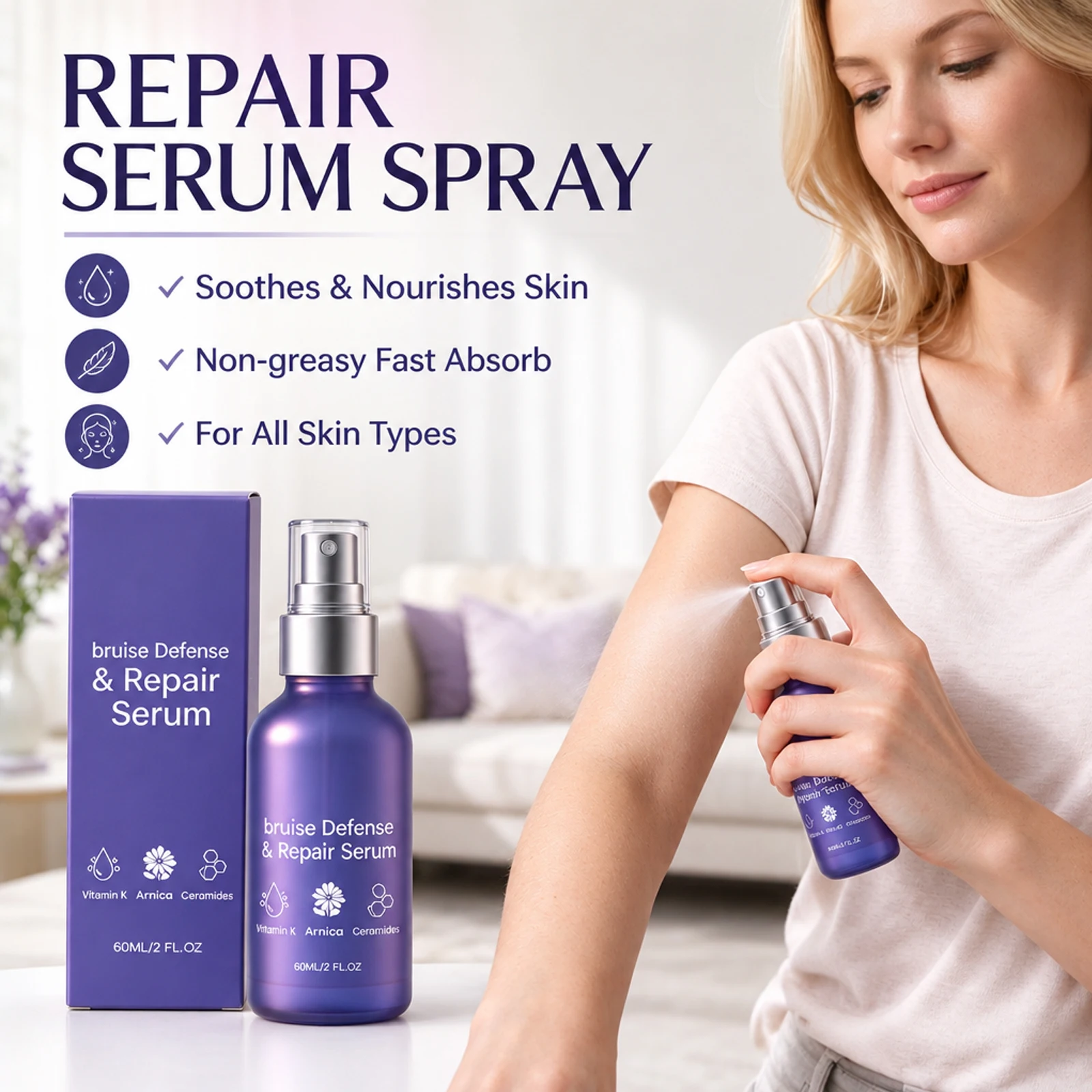 Hydrating Repair Body Serum Spray Gentle Formula Smooth Dry Rough Skin Non-greasy Suitable For All Skin Types