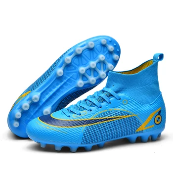 Men Soccer Shoes Comfortable Cleats Training Outdoor Sport Ankle Football Boots High-quality TF/FG Sneakers Match Unisex Turf