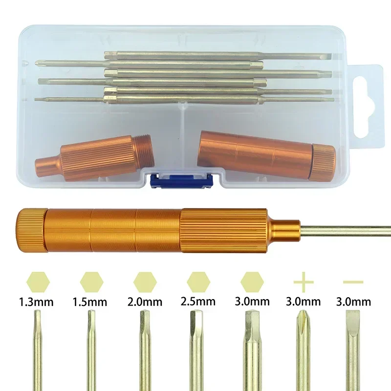 Destornillador portátil S2 Ti, cabeza de acero de alta velocidad chapada, destornillador interior de seis ángulos para herramienta de mantenimiento de modelo de barco de coche Rc