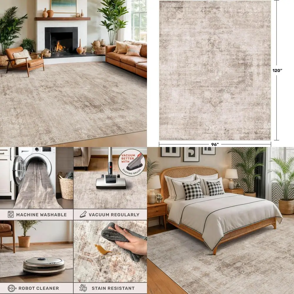 

8x10 Modern Abstract Area Rugs for Farmhouse Living Rooms, Washable and Suitable for Bedrooms, Dining Rooms, and Home Offices