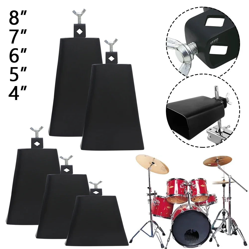 Jazz Drum Cowbell Loud Cow Bell Drums Crisp Cowbell Percussion Instruments Metal Cowbell for Concert Band Gatherings