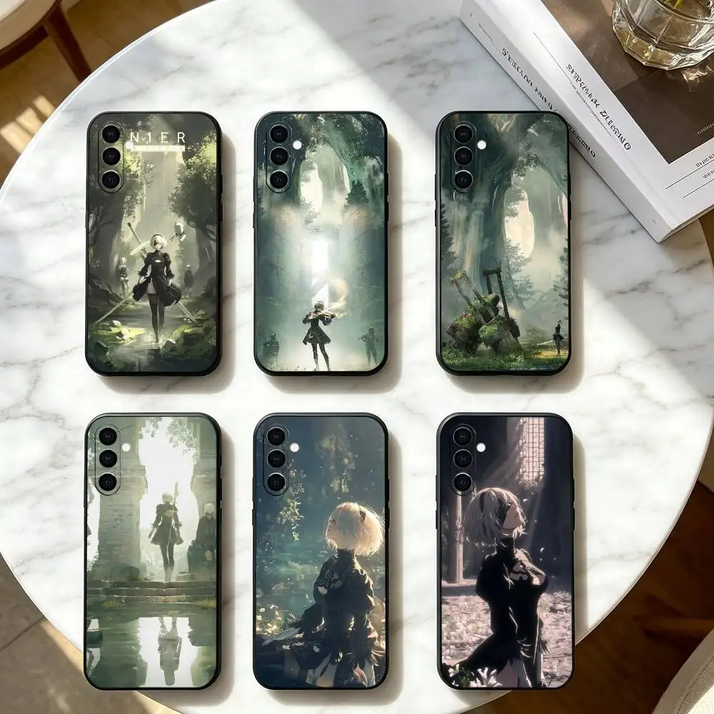 Automata YoRHa No.2 GAME 2B Phone Case Black Silicone Soft For Samsung Galaxy A73,A72,A71,A70,A53,A52,A51
