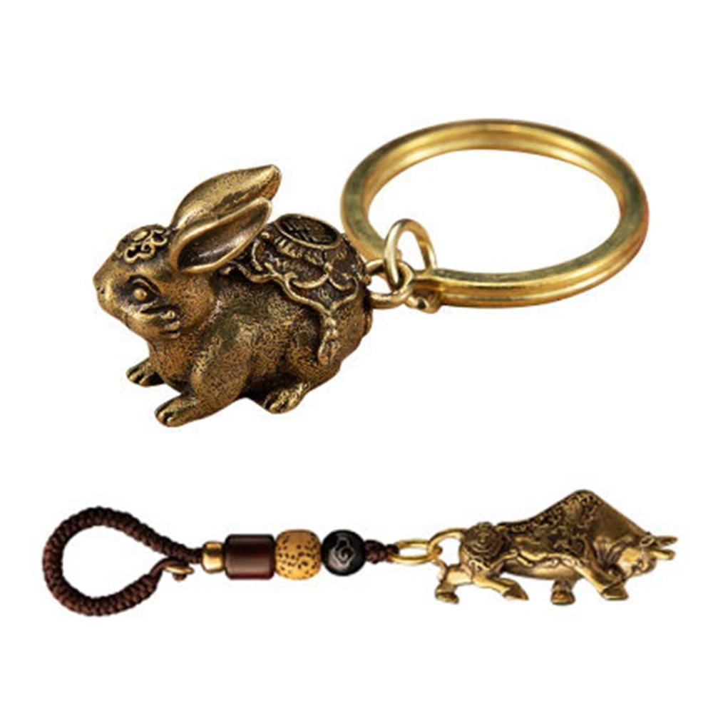 Линии-ручной-работы-автомобильные-украшения-подвеска-для-ключей-из-чистой-меди-украшение-в-виде-быка-скульптура-брелок-аксессуары-медные-миниатюры-статуэтки