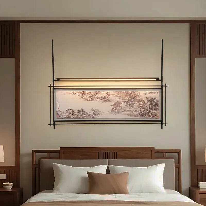 

Настенные светильники для чайной комнаты, китайские атмосферные декоративные светильники для входной зоны, настенные светильники-картины.