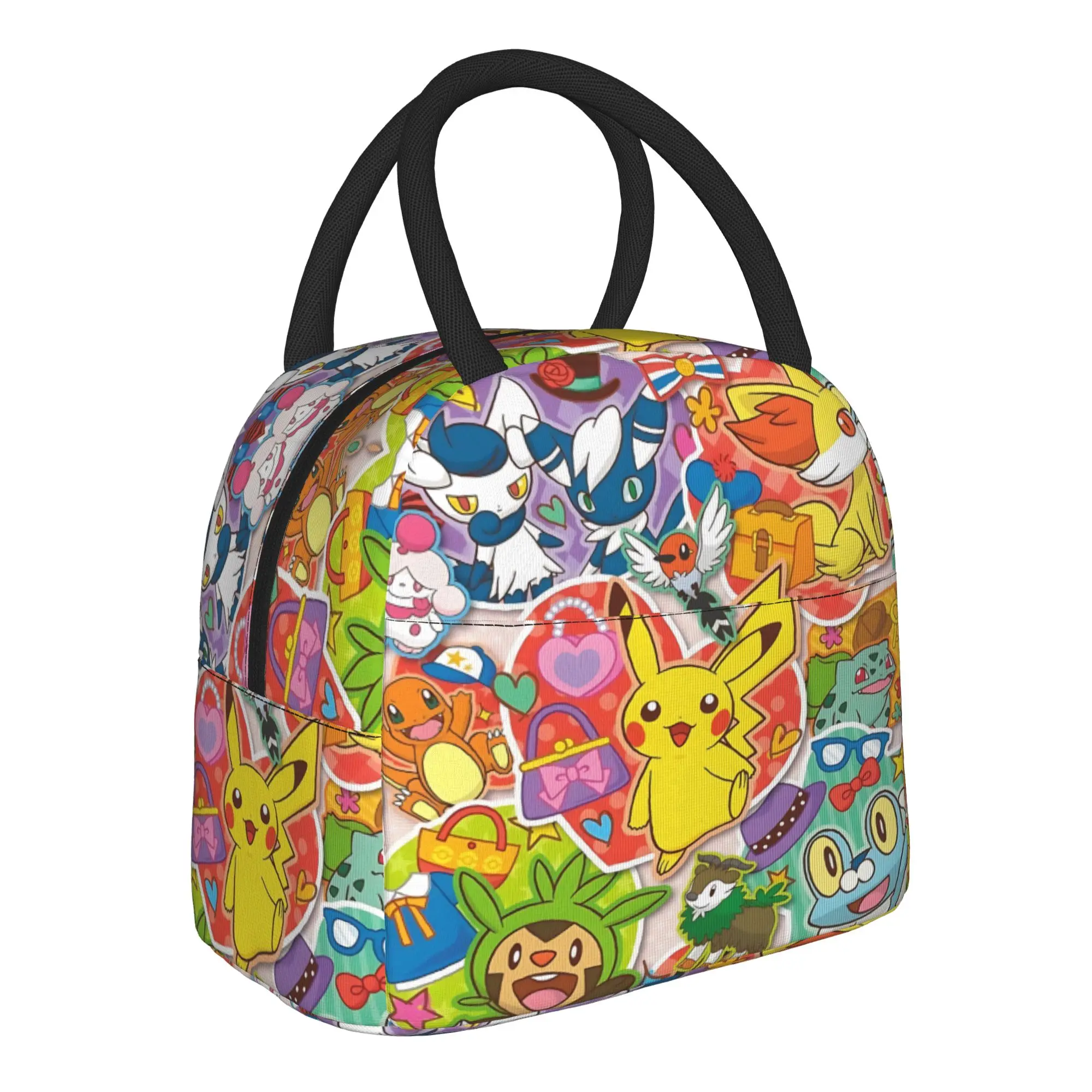 Cartoon Pokemon Theme Handbag Insulated Lunch Bag Meal Pack Rice Bag  bolsa Student Bento Lunch Handbag Insulation