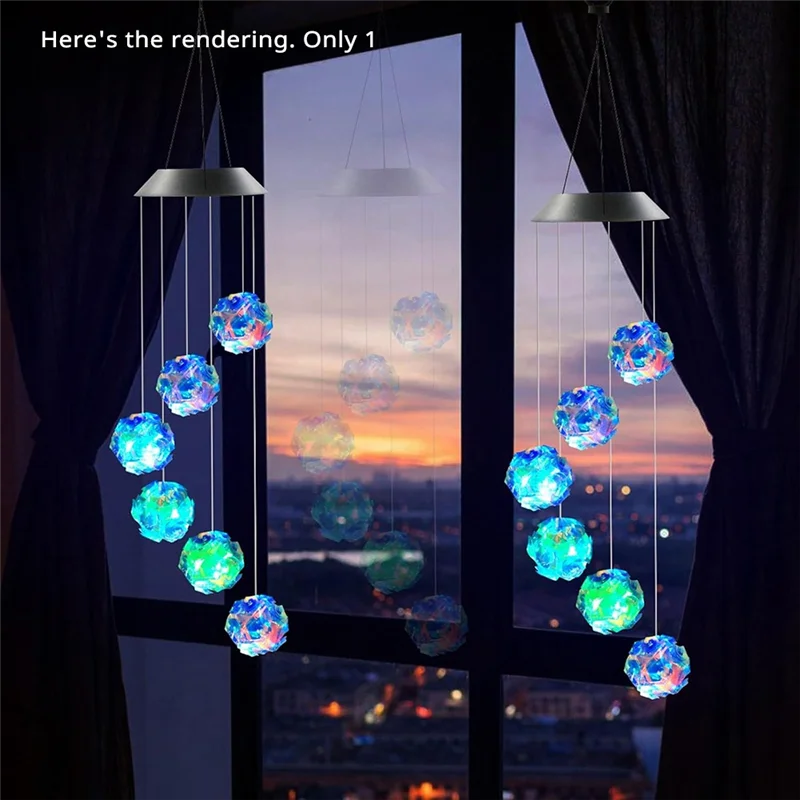

Solar String Lights Outdoor Waterproof Solar Wind Chimes Colored Blue Ball Solar Lights For Outside
