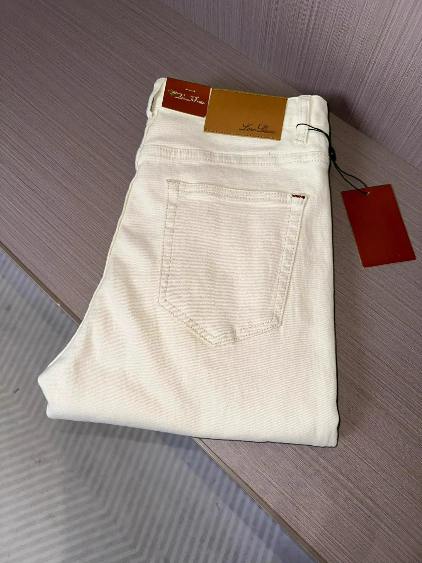 LP Italia musim semi dan musim panas jeans lurus kecil angin uang tua kasual modis bernapas mikro-elastis baru yang dicuci