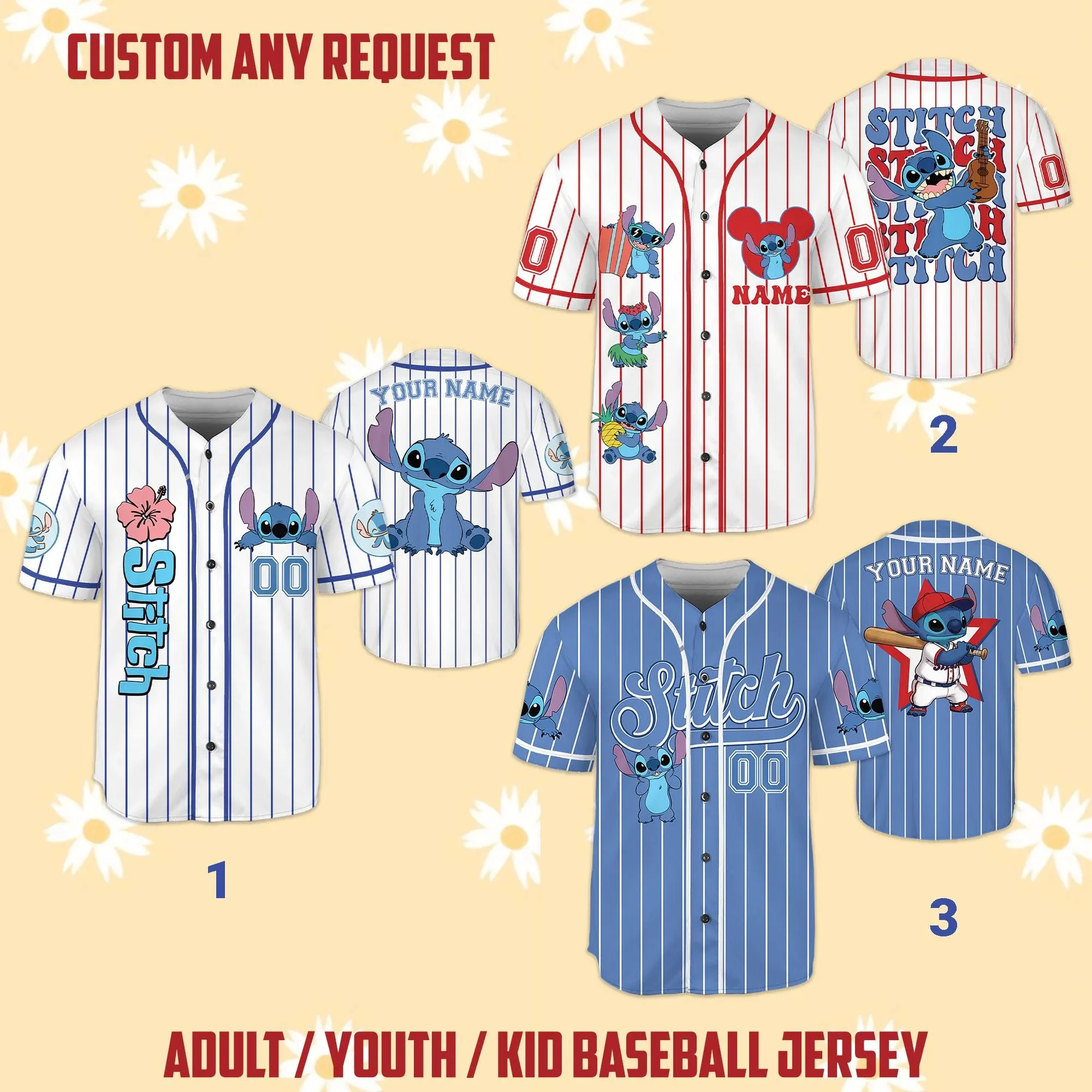

Potdemiel Personalized Stitch Collection Baseball Jerseys Stitch Game Day Kids Youth Adult Baseball Jerseys Stitch Family