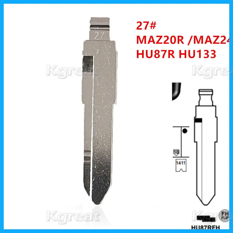 

10pcs 27# MAZ20R Uncut Flip Metal Key Blade MAZ24 HU87R HU133 for Mazda Suzuki for KD Keydiy Xhorse VVDI Remotes Universal No.27