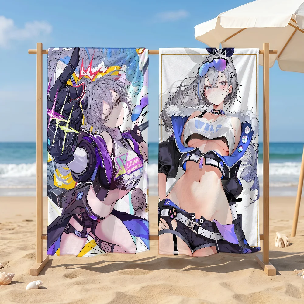 Silver Wolf Honkai Star Rail Game Cool Towel Sports Quick Dry Travel Camping Sandproof Soft Light Large Beach Towel