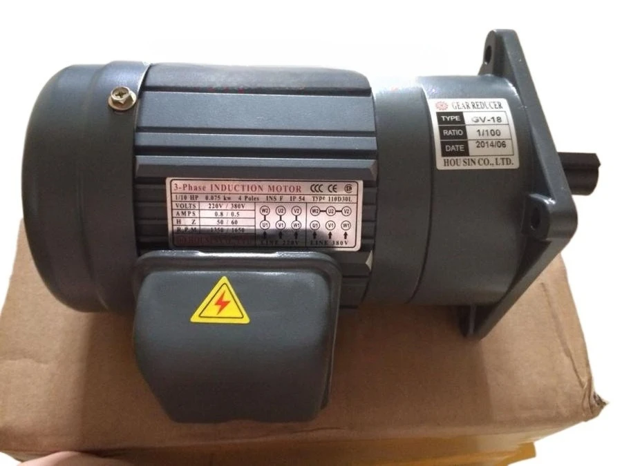 HOUSIN เกียร์ลดมอเตอร์แบบอะซิงโครนัสสามเฟส HSS02 GV-18 1/20 200W พร้อมเบรค