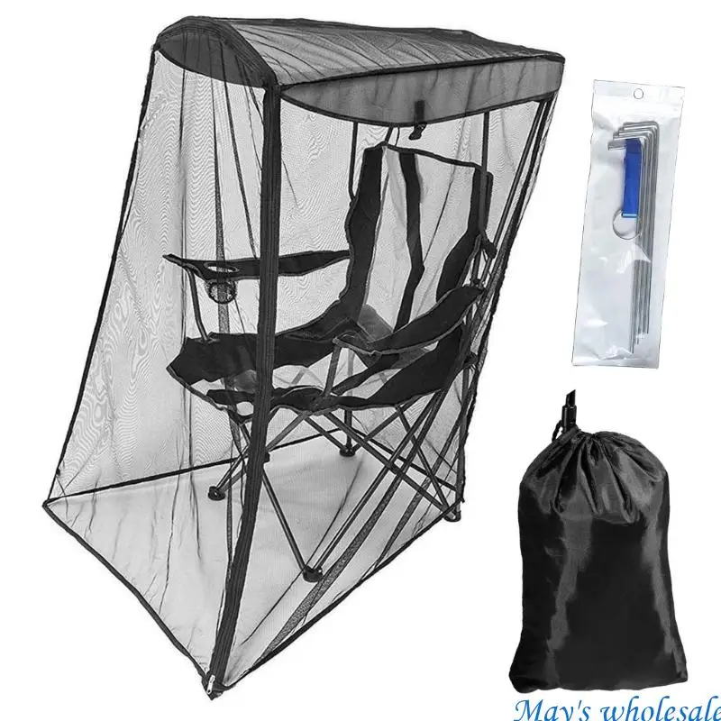 Sun Protections Chair for Adventure Foldable Chair Camping Fishing Chair with Mosquitoes Net Armrest and Cup Holder 448A