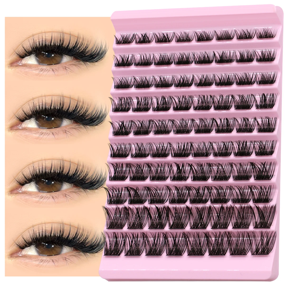 Groinneya diy kit de extensão de cílios individuais cluster mix lash d curl clusters cílios bond e selo ferramenta de maquiagem