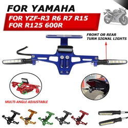For YAMAHA YZF-R3 R6 R7 R15 R125 600R YZFR6 Motorcycle Accessories Rear License Plate Holder Bracket Turn Signal Lights Support