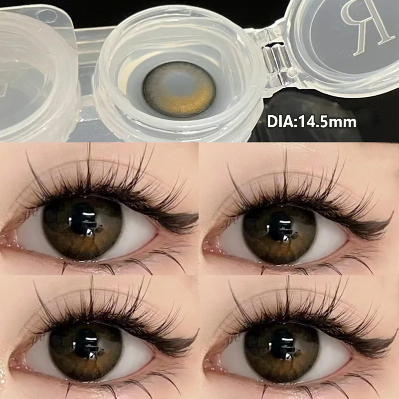 YIMEIXI 2pcs Colored Contacts for Eyes Nature Brown Colorful Eyes Prescription Lenses for Myopia Soft Round Yearly Fast Shipping