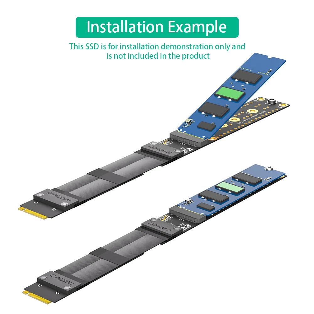 20 سنتيمتر M.2 (NGFF) مفتاح M NVMe SSD 2242/2260/2280 تمديد كابل موسع PCIe3.0 x4 كامل السرعة عالية التردد تمديد كابل