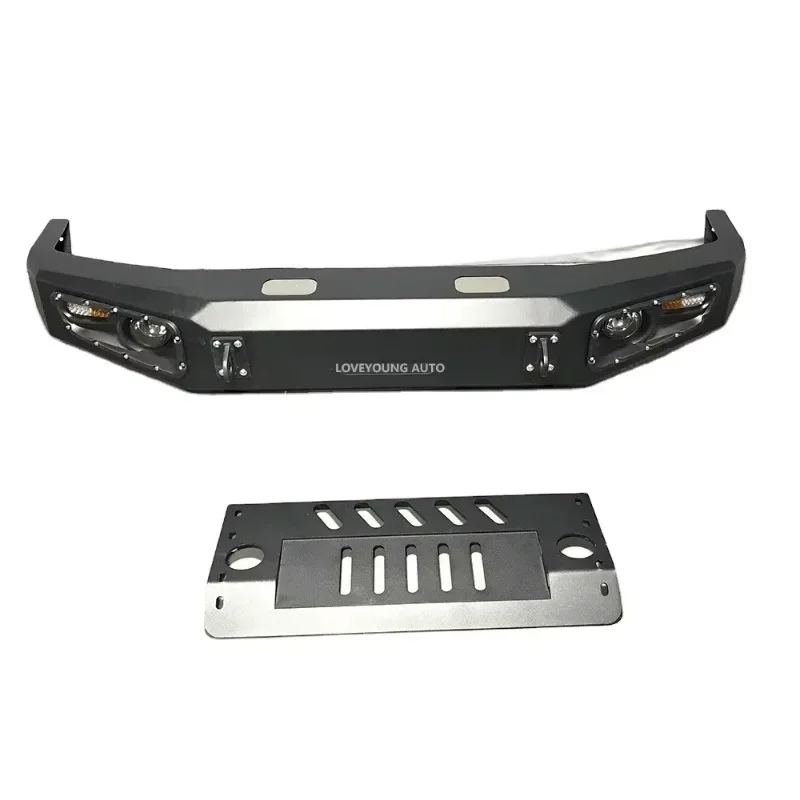 

Стальной передний бампер с задним буксировочным крюком и подсветкой, стальной бампер-кенгурятник для бездорожья, подходит для LC 76/78/79.