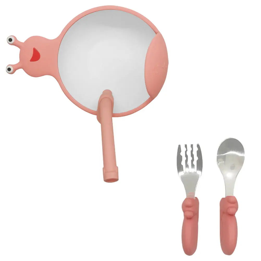 

Tableware Snail Silicone Dinner Plate Baby Learning Spoon Child Cutlery Piggy Feeding Cartoon Pink Toddler