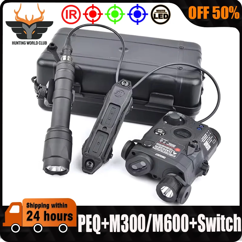 WADSN PEQ15 Red Dot Laser Aiming IR Battery Box M300 M600 Scout Flashlight Tactical Dual Control Remote Switch Fit 20mm Rail