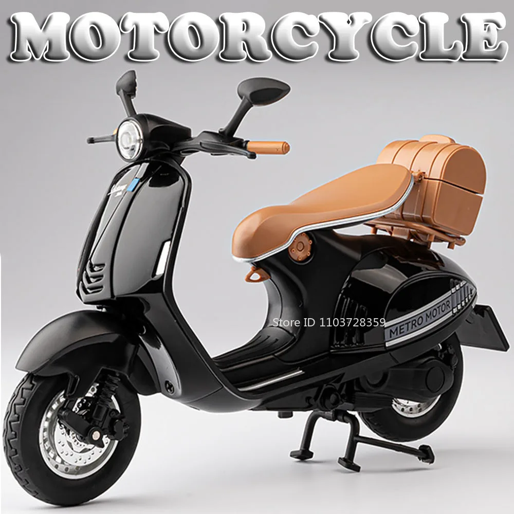 

1:12 Miniature Model Toy Retro Style Motorcycles Alloy Diecast Motorbike Sound Light Shock Absorption Rubber Tires for Kids Gift