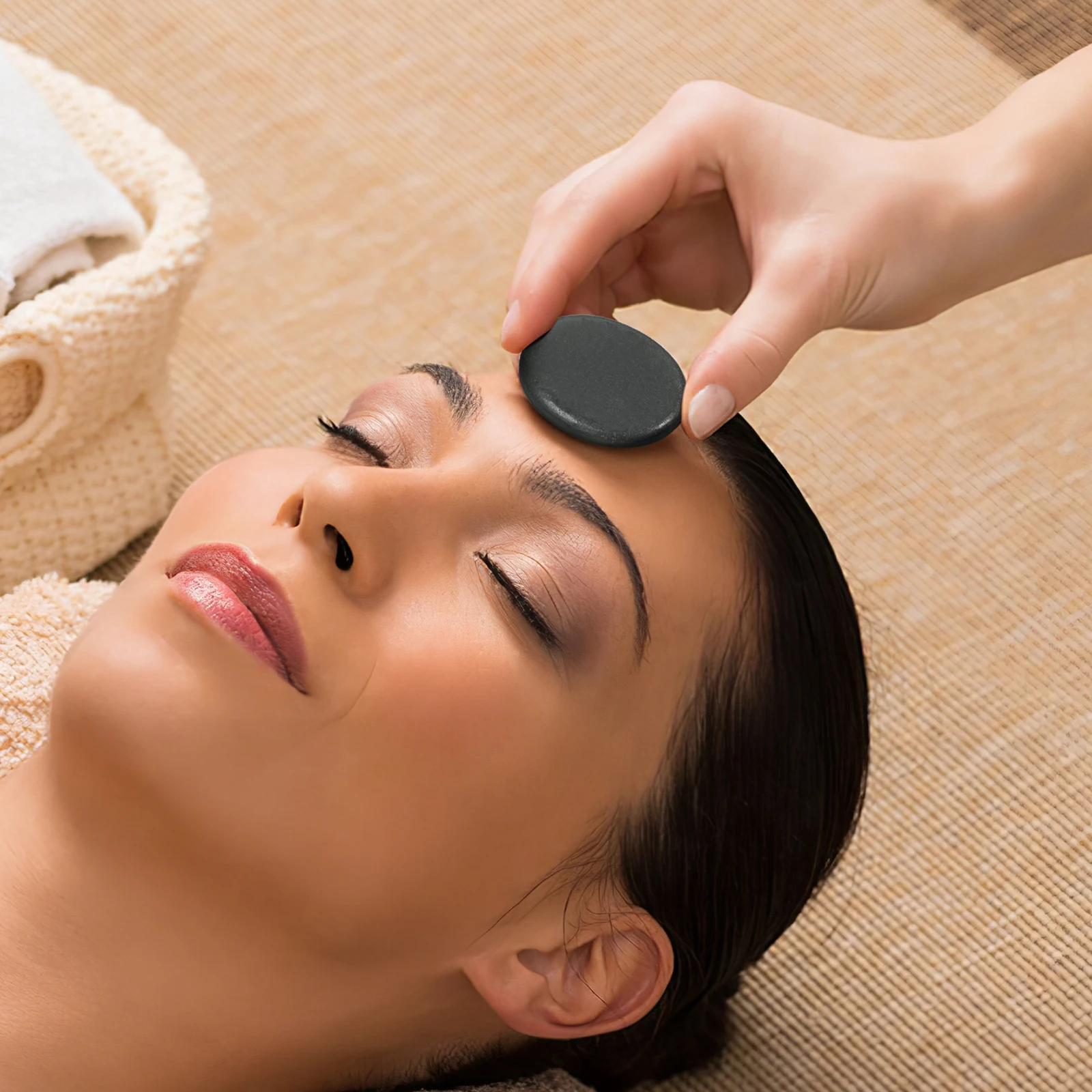 

6Pcs Spa Massage Stones Natural Black Volcanic for Home Therapy Detox Relief Electromagnetic Protection Smooth Non